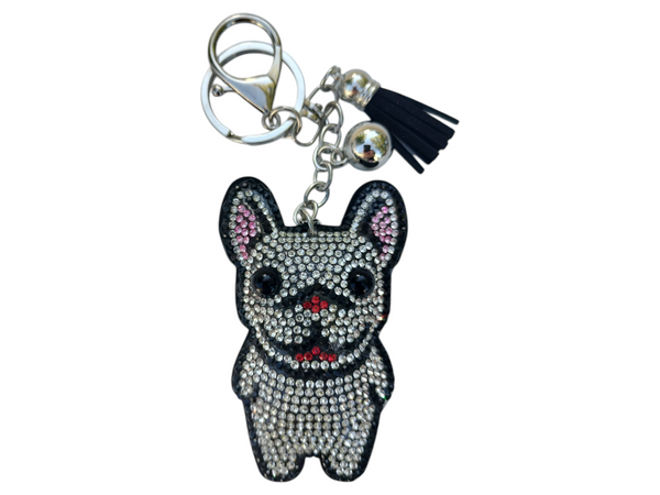Diamond Frenchie Dog Keychain