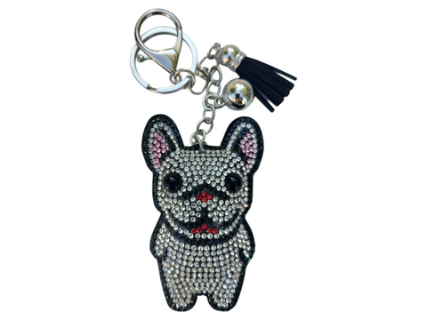 Diamond Frenchie Dog Keychain