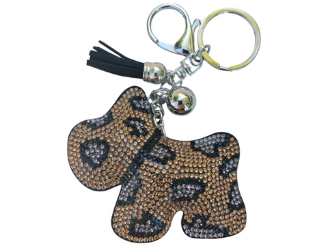 Brown Patterned Scottie Dog Keychain