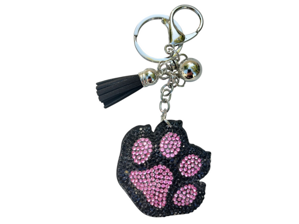 Pink & Black Cat Paw Keychain
