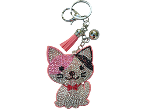 Pink Tuxedo Kitty Keychain