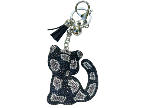 Black Leopard Kitty Keychain