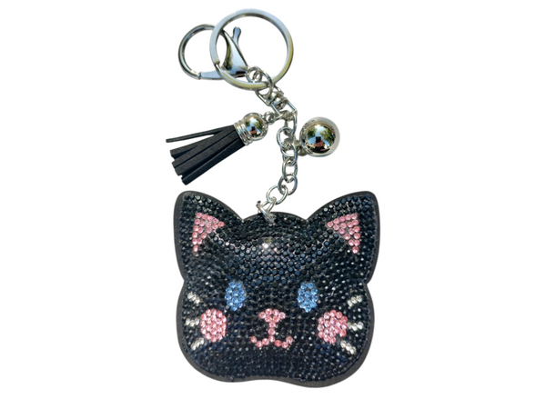Black Kitty Head Keychain