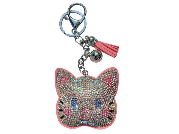 Pink Aura Kitty Head Keychain