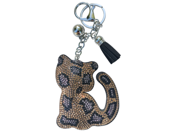 Brown Leopard Kitty Keychain
