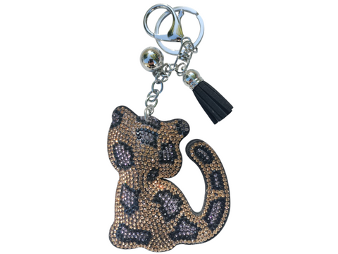 Brown Leopard Kitty Keychain