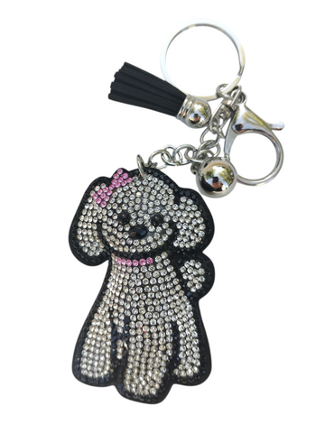 Diamond Fluffy Dog Keychain