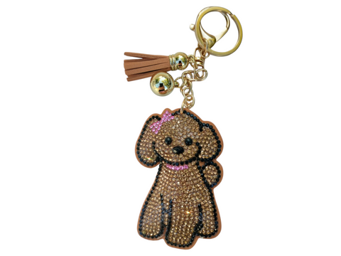 Brown Fluffy Dog Keychain