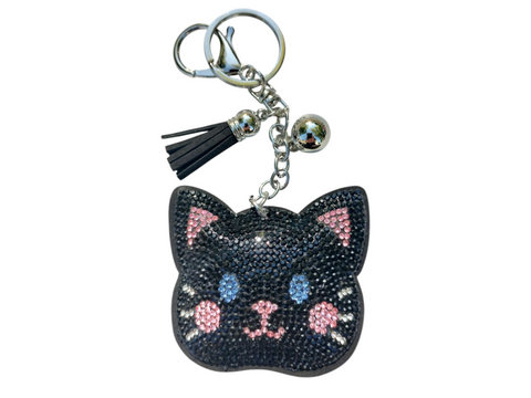Black Kitty Head Keychain